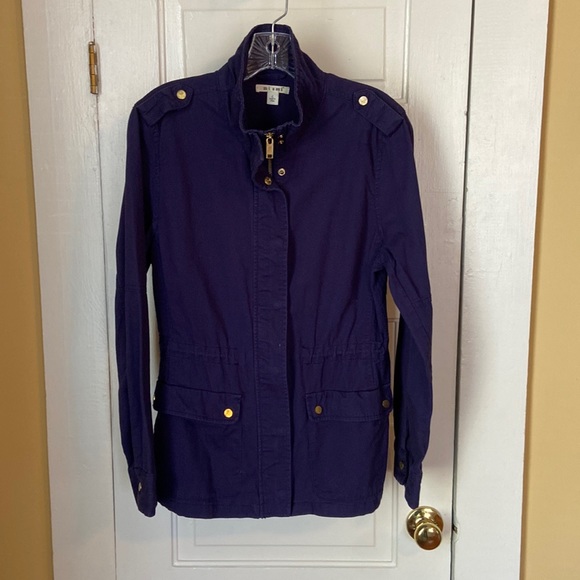 Blue Utility Style Jacket With Waist Drawcord! Francesca’s Size Large - Picture 4 of 7